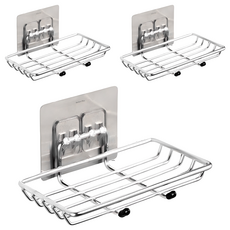 Market Plan 免鑽孔2合1肥皂架, 3個, 單一顏色