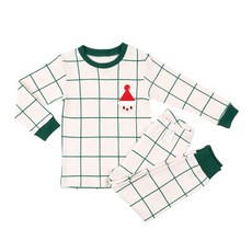 Maykids 童款聖誕老人印花格紋20支棉九分袖家居服套裝