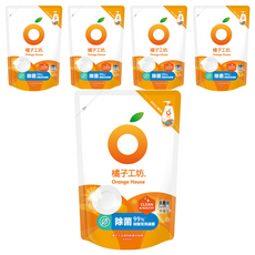 Orange House 橘子工坊 溫和除菌洗碗精補充包, 500ml, 5包