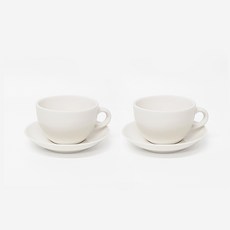 HORECA 4號 卡布奇諾杯 360ml + 托盤組, 象牙白, 2套