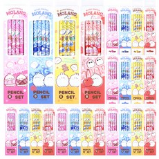 Molang 4入鉛筆組 B, 20套, 粉紅色 + 紅色 + 黃色 + 藍色