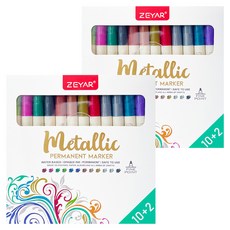 제야르 투코비 메탈릭 유성 마카 싸인펜타입 세트, 12색, 2세트