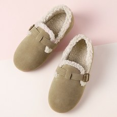 JumpingChickpea 兒童麂皮鞋面帶扣毛絨樂福鞋