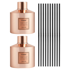 KUNDAL 昆黛爾 家用擴香瓶 玫瑰金版 200ml 2瓶 + 纖維擴香棒 10支, Forest Wood, 400ml, 1組