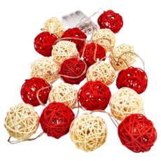 iINDOORS 籐球燈串 電池款 豔紅聖誕 200cm 長/串 3號電池 x3, 1個