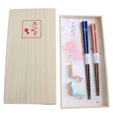 Ishida 帶筷架的筷子 泡桐木盒裝日本製 石田禮盒 23 x 21mm, ISD-631624-4set, 1組