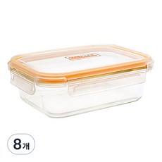 오븐락 내열유리 밀폐용기 직사각 4호, 8개, 1.52L