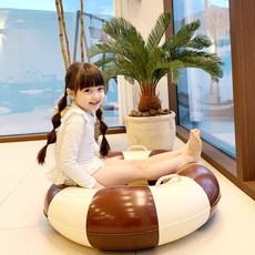 SNEFF 兒童款Sunny感性圓形水上充氣圈, 1個, Hazelnut