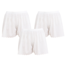 冰絲安全褲 波浪邊 3件, 白色