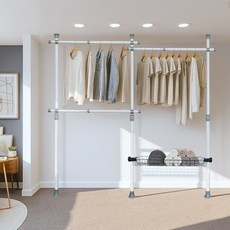 가화홈시스 38mm 굵은기둥 와이드가로봉 3단 수납바구니 행거 B3301, 아이보리 + 그레이 + 검정