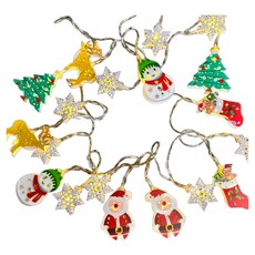 MODACore 摩達客 20燈LED鐵片造型彩繪聖誕款雪花片綜合燈串 YS-XLUB2302001 3m, 暖白光, 1組