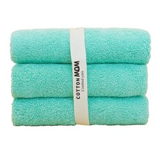 Cotton Mom 頂級飯店毛巾 180g 30支精梳棉, 3個, 水藍色