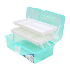 簡約線條多功能3層整理收納箱 花朵箱 綠色