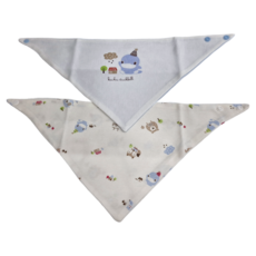 KU.KU Duckbill 酷咕鴨 兒童款 雙面三角領巾 2件組, 100%純棉, 柔軟舒適, 吸水性佳, 38 x 20cm + 35 x 20cm, 1組