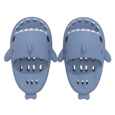 人體工學設計 鯊魚拖鞋 底部洞洞漏水設計, 莫蘭迪藍, 40~41, 1雙