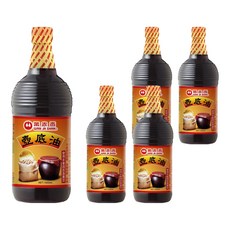 萬家香 壺底油, 100%純釀造, 不含防腐劑, 使用非基因改造黃豆, 1L, 5瓶