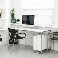 홈페리 루미니 미드센츄리 모던 데스크 서랍형 책상 방문설치, 화이트