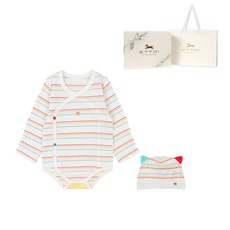 ETTOI 嬰兒用Able純棉連身衣 + 新生兒帽禮品組