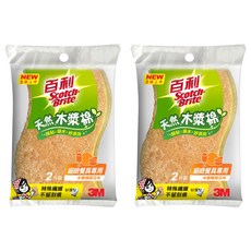 3M Scotch-Brite 百利 細緻餐具專用 天然木漿棉菜瓜布, 2片, 2包