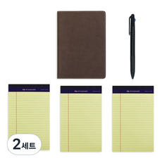 Standard on Heritage 文件板夾 + A5美式筆記本 50張 x 3入 + 3色原子筆 套組, BEIGE(文件板夾), 隨機出貨(美式筆記本), 2套