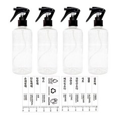World Clean 透明迷你鎖噴霧瓶 300ml x 4入 + 貼紙組, 黑色, 1套