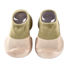 寬頭防滑透氣膠底學步鞋 襪口彈性不勒腳 防撞鞋頭 透氣鞋墊 柔軟鞋底, 18~19(11.5cm), 馬卡龍綠