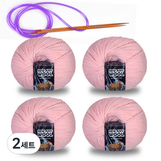 뉴애니울 뜨개실 50g x 4p + 줄바늘, 2세트, 6005피치