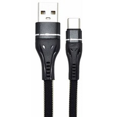 Earldom 藝鬥士 防斷頭 尼龍扁線 EC-084 2.4A 充電線, 1m, 黑色, 1條