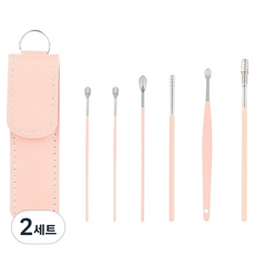 바움미루 고급 귀이개 6종 세트 핑크컬러 M, 2세트