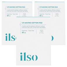 ilso 1/3小資化妝棉, 40片, 3盒