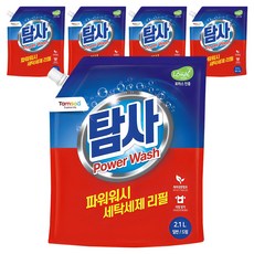 탐사 파워워시 세탁세제 리필 파우치, 2.1L, 5개