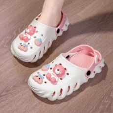 輕便兩穿厚底洞洞鞋，EVA材質，可愛裝飾, 36/37, 可愛粉