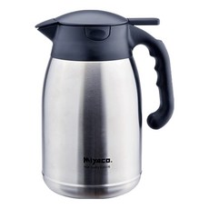 MiyAco 米雅可 經典按壓式真空保溫壺 316不鏽鋼內膽 一指按壓開蓋 雙層真空結構, 不銹鋼色, 1.5L, 1個