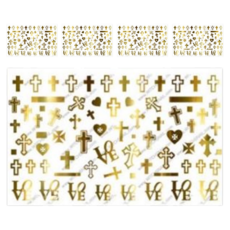 Witches Nail 水轉印貼紙, 愛心十字 金色, 5個