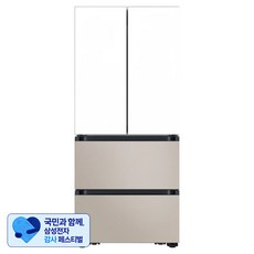 [삼성 감사 페스티벌] 삼성전자 Bespoke AI 김치플러스 420L 4도어 키친핏 김치냉장고 방문설치, 에센셜화이트 + 에센셜베이지, RK70F42M2ZG