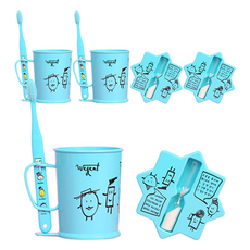 WEDENT 威登 兒童牙刷 6~8歲 + 漱口杯 + 沙漏組合 天空藍, 3套