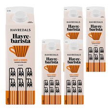 HAVREDALS 咖啡師燕麥奶 適合搭配咖啡豆 無糖分添加 不含乳糖, 1L, 5瓶