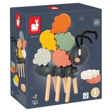 Janod 北歐簡約木玩 15.5 x 6.5 x 13cm 2歲以上, 螞蟻背樹葉 多色, 1個