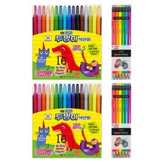 地球化學 透明彩色鉛筆 16色 + Tukovi Coma 三角橡皮擦鉛筆 TC-208 B, 混合色, 2套