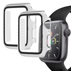 디지지 애플워치 풀커버 강화유리 액정보호 케이스 2p, 투명