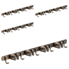 304不銹鋼4夾5鉤拖把/掃把架/掛衣勾/置物架/掛架/壁掛排衣鉤 衛浴室/陽臺/廚房適用, 4個, 槍灰色