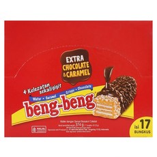 beng-beng Extra Chocolate&Caramel wafer 可可風味威化餅 17包, 374g, 1盒