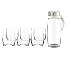 Ocean Glass 一壺六杯禮盒組 玻璃材質, 壺1660ml + 杯265ml x 6, 白色, 1組