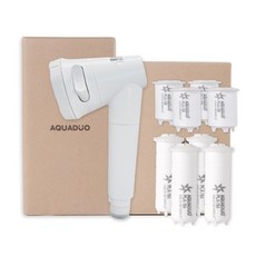 AQUADUO 廚房水龍頭過濾器 SF-7000 手持型+第1層PLA替換濾芯 4入+第2層PLA替換濾芯 4入組, 1組