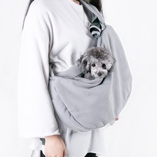 DING DONG PET 基本款寵物網眼斜背包, 灰色, 1個