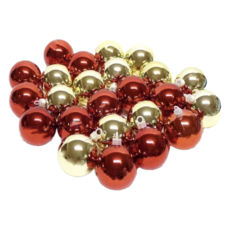 摩達客 聖誕紅金雙色亮面電鍍球 Set 24個 聖誕樹裝飾球, 6cm, YS-HPB17050008, 1組