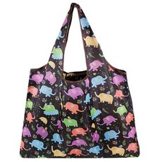 超質感厚實環保購物袋 大容量 15-20KG承重, 58 x 40 x 18cm, 彩色快樂象, 1個