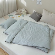 PRIELLE Momo棉質午睡被+睡毯+枕頭+收納袋組, 薄荷綠