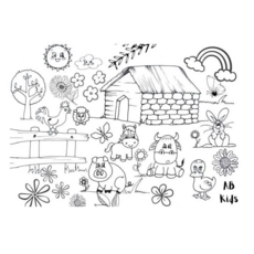 畫畫餐墊 附8色彩色筆 40x30cm 無毒耐熱安全矽膠, 快樂農場, 1個