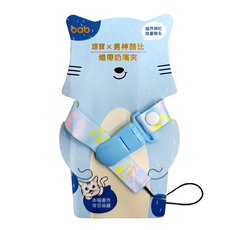 bab 培寶 織帶奶嘴夾 男神酷比聯名款, 彈跳式Tritan扣夾, 安全圓角設計, 適用大部分奶嘴, 藍色, 1個